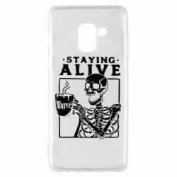 Чехол для Samsung A8 2018 Staying alive with coffee - PrintSalon