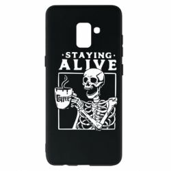 Чехол для Samsung A8+ 2018 Staying alive with coffee - PrintSalon