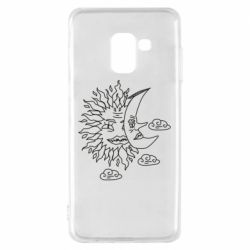 Чехол для Samsung A8 2018 Sun and Moon faces - PrintSalon