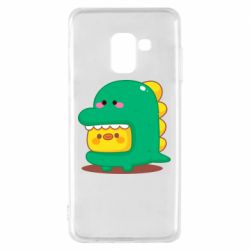 Чехол для Samsung A8 2018 Уточка в костюме динозавра - PrintSalon