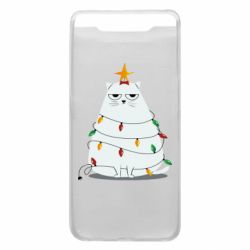 Чехол для Samsung A80 Cat and Christmas Lights - PrintSalon