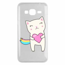 Чехол для Samsung J3 2016 Cute cat with heart - PrintSalon