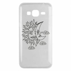 Чехол для Samsung J3 2016 Sun and Moon faces - PrintSalon