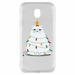 Чехол для Samsung J3 2017 Cat and Christmas Lights - PrintSalon
