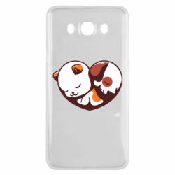 Чехол для Samsung J7 2016 Сердечко. Котик и собачка