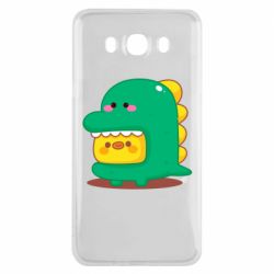 Чехол для Samsung J7 2016 Уточка в костюме динозавра - PrintSalon