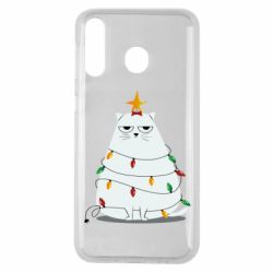 Чехол для Samsung M30 Cat and Christmas Lights - PrintSalon