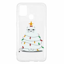 Чехол для Samsung M31 Cat and Christmas Lights - PrintSalon