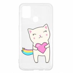 Чехол для Samsung M31 Cute cat with heart - PrintSalon