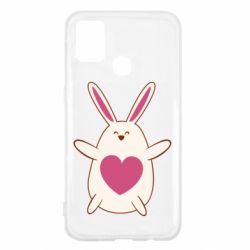 Чехол для Samsung M31 Rabbit with a pink heart - PrintSalon