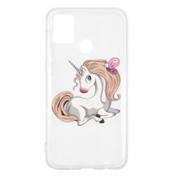 Чехол для Samsung M31 Unicorn with bow tie - PrintSalon