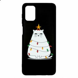 Чехол для Samsung M51 Cat and Christmas Lights - PrintSalon