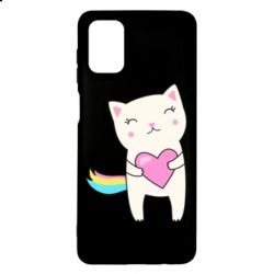 Чехол для Samsung M51 Cute cat with heart - PrintSalon
