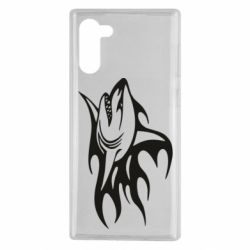 Чехол для Samsung Note 10 Flaming shark - PrintSalon