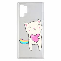 Чехол для Samsung Note 10 Plus Cute cat with heart - PrintSalon