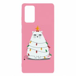Чехол для Samsung Note 20 Cat and Christmas Lights - PrintSalon