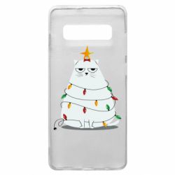 Чехол для Samsung S10+ Cat and Christmas Lights - PrintSalon