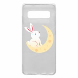 Чехол для Samsung S10 Cute rabbit on the moon - PrintSalon