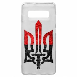 Чехол для Samsung S10+ Герб Украины красно-черный - PrintSalon