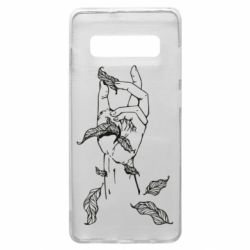 Чехол для Samsung S10+ Hand with leafs - PrintSalon