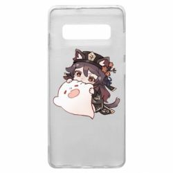 Чехол для Samsung S10+ Hu Tao cat - PrintSalon