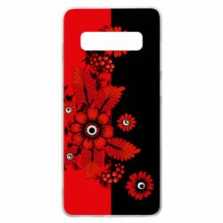 Чохол для Samsung S10+ Червоні квіти - PrintSalon