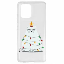 Чехол для Samsung S10 Lite Cat and Christmas Lights - PrintSalon