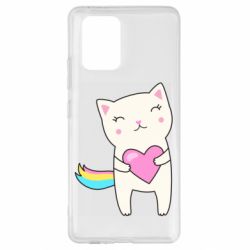Чехол для Samsung S10 Lite Cute cat with heart - PrintSalon