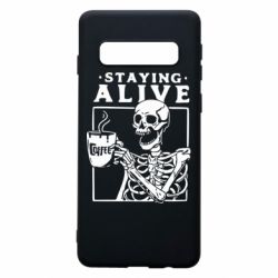 Чехол для Samsung S10 Staying alive with coffee - PrintSalon