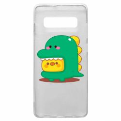 Чехол для Samsung S10+ Уточка в костюме динозавра - PrintSalon