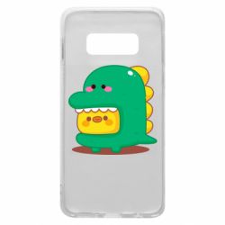 Чехол для Samsung S10e Уточка в костюме динозавра - PrintSalon