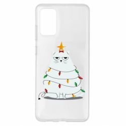 Чехол для Samsung S20+ Cat and Christmas Lights - PrintSalon
