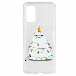 Чехол для Samsung S20 Cat and Christmas Lights - PrintSalon