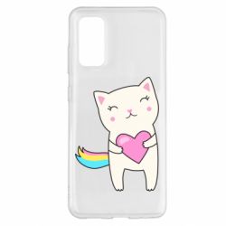 Чехол для Samsung S20 Cute cat with heart - PrintSalon