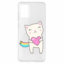 Чехол для Samsung S20+ Cute cat with heart - PrintSalon