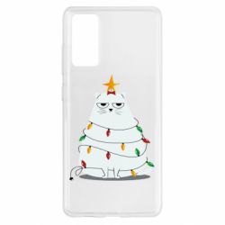 Чехол для Samsung S20 FE Cat and Christmas Lights - PrintSalon