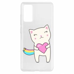 Чехол для Samsung S20 FE Cute cat with heart - PrintSalon