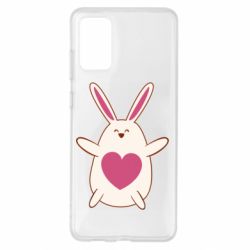 Чехол для Samsung S20+ Rabbit with a pink heart - PrintSalon