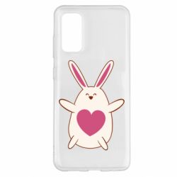 Чехол для Samsung S20 Rabbit with a pink heart - PrintSalon