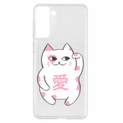 Чехол для Samsung S21+ Cat and hieroglyphs - PrintSalon