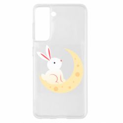 Чехол для Samsung S21 Cute rabbit on the moon - PrintSalon