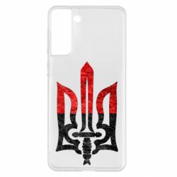 Чехол для Samsung S21+ Герб Украины красно-черный - PrintSalon