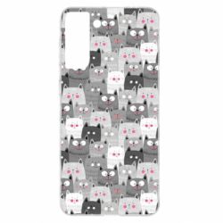 Чохол для Samsung S21+ Gray cats pattern - PrintSalon