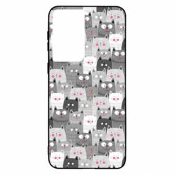 Чохол для Samsung S21 Gray cats pattern - PrintSalon