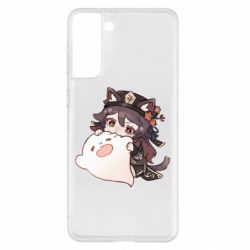 Чехол для Samsung S21+ Hu Tao cat - PrintSalon