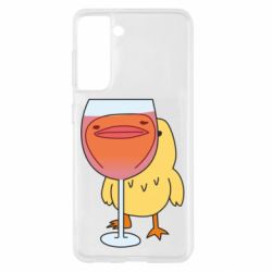 Чехол для Samsung S21 Качка і келих вина - PrintSalon