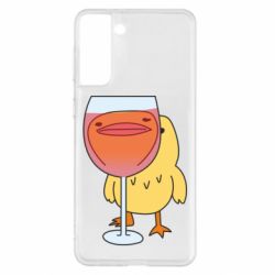 Чехол для Samsung S21+ Качка і келих вина - PrintSalon