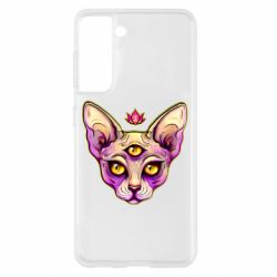 Чехол для Samsung S21 Котик сфинкс розовый - PrintSalon