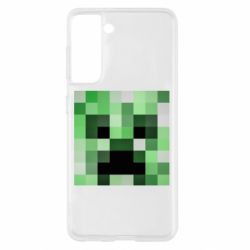 Чехол для Samsung S21 Minecraft minimalist Creeper - PrintSalon