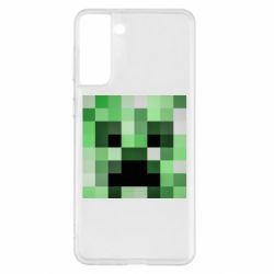 Чехол для Samsung S21+ Minecraft minimalist Creeper - PrintSalon